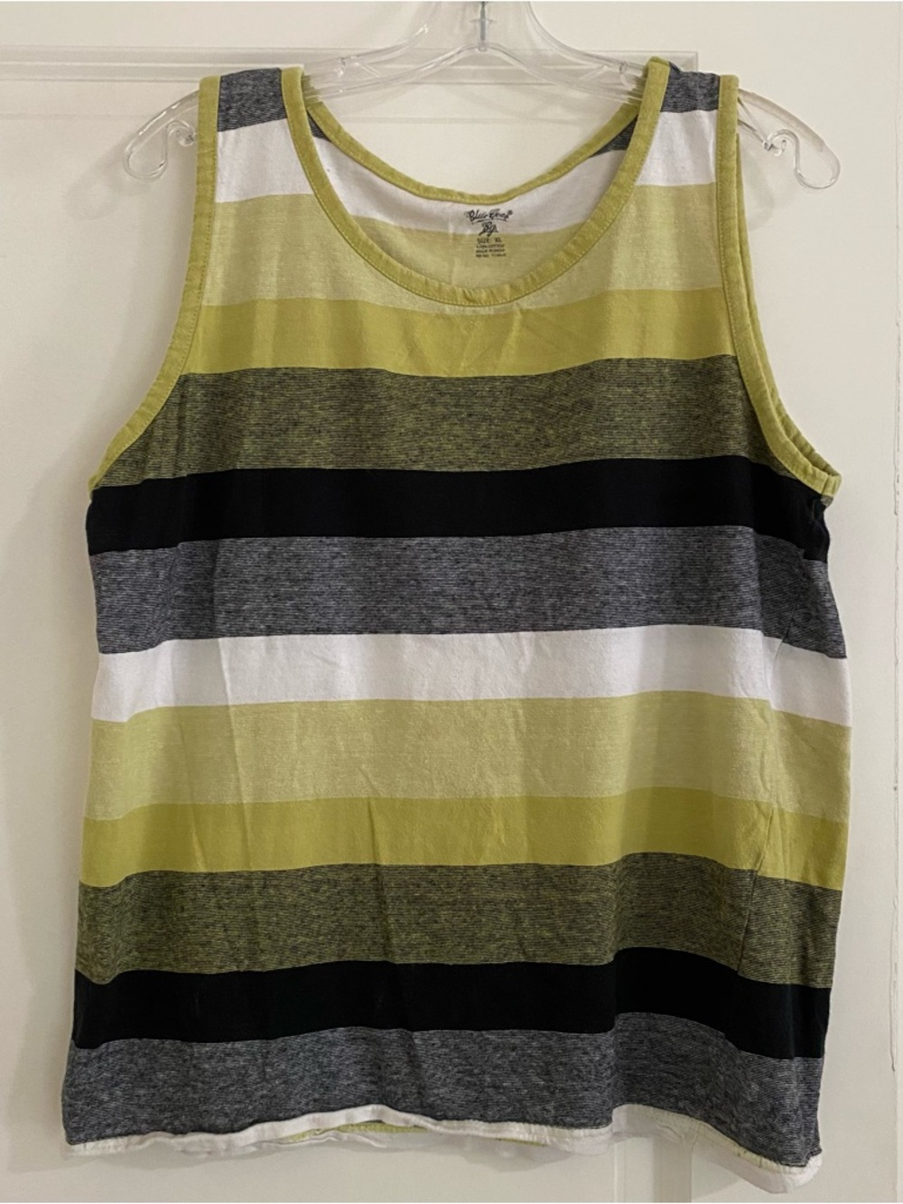 Men's Striped Tank Top - Olive, Black & Gray